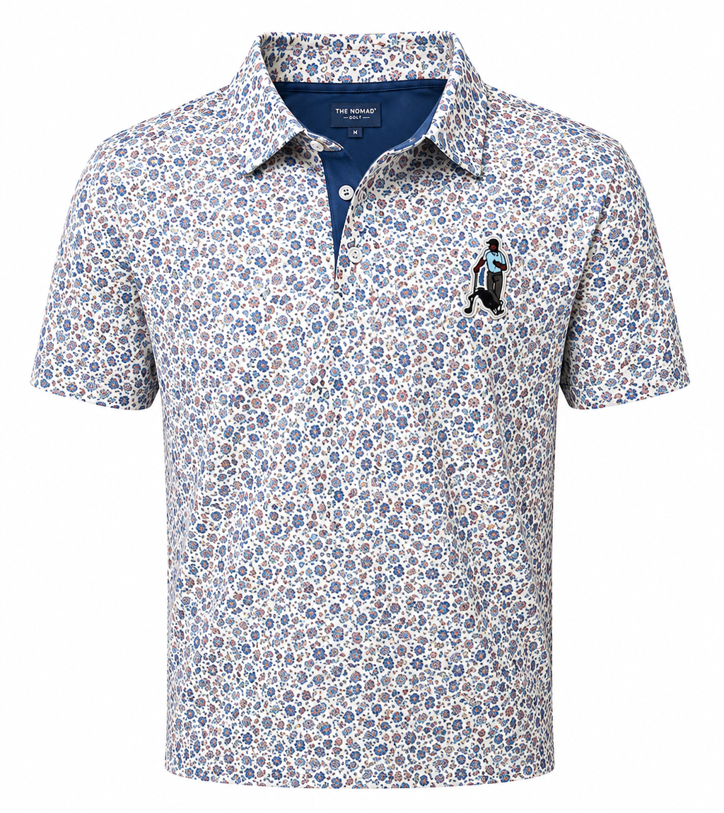 Floral Blue Golf Shirt