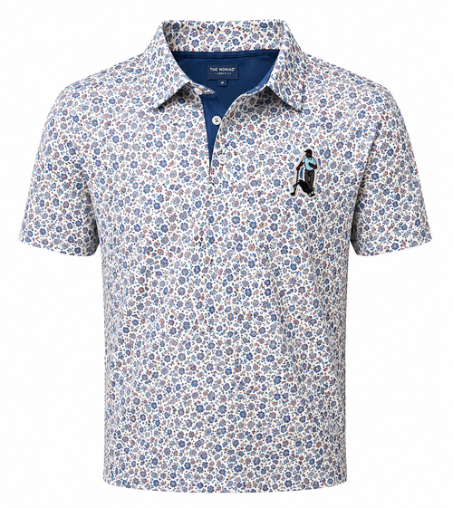 Floral Blue Golf Shirt